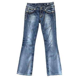 Miss Me‎ Jeans Women’s Size 28 Bootcut Blue Distressed Studded JP4009-8R